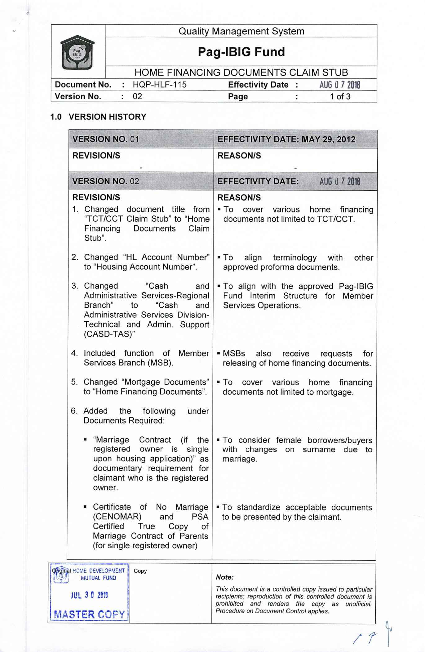 Pag IBIG Fund Home Financing Documents Claim Stub - Thumbnail