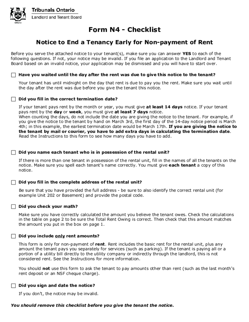 Canada LTB N4 - Ontario