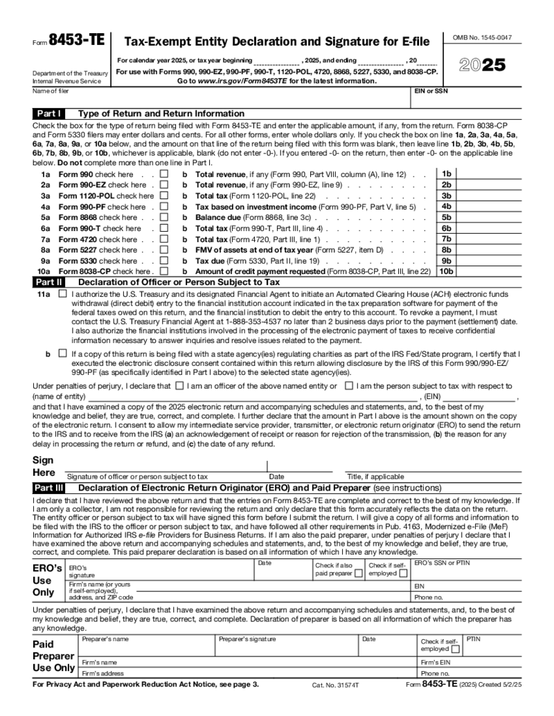 Form 8453-TE