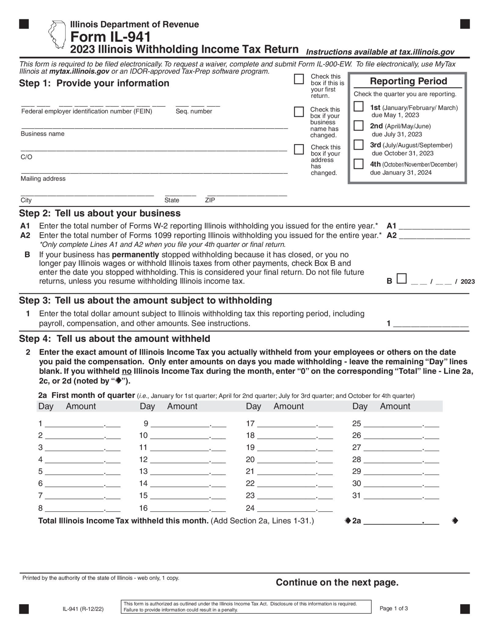 Illinois Form 941 - Thumbnail