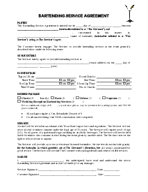 Bartending Services Contract Template - Thumbnail