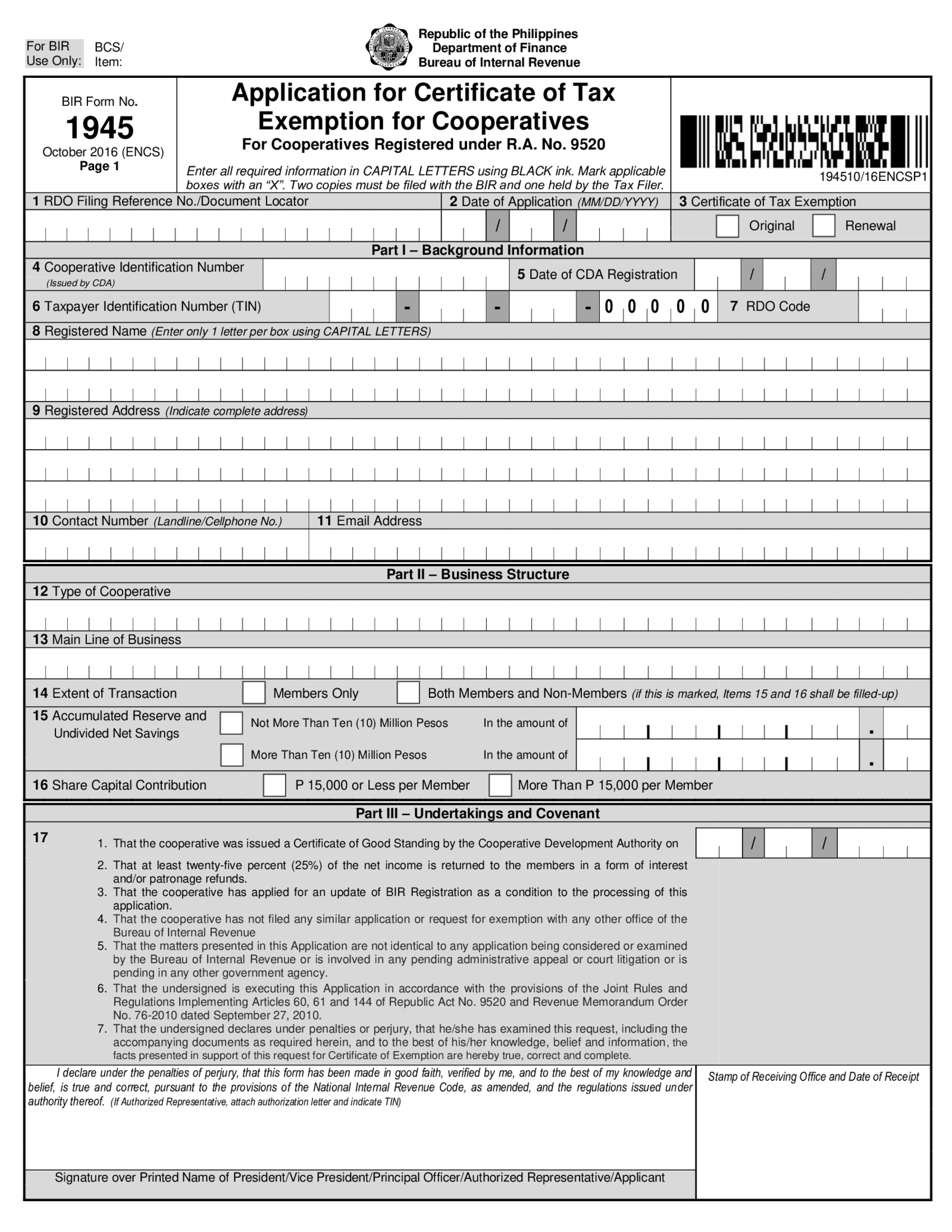 BIR Form 1945 - Thumbnail