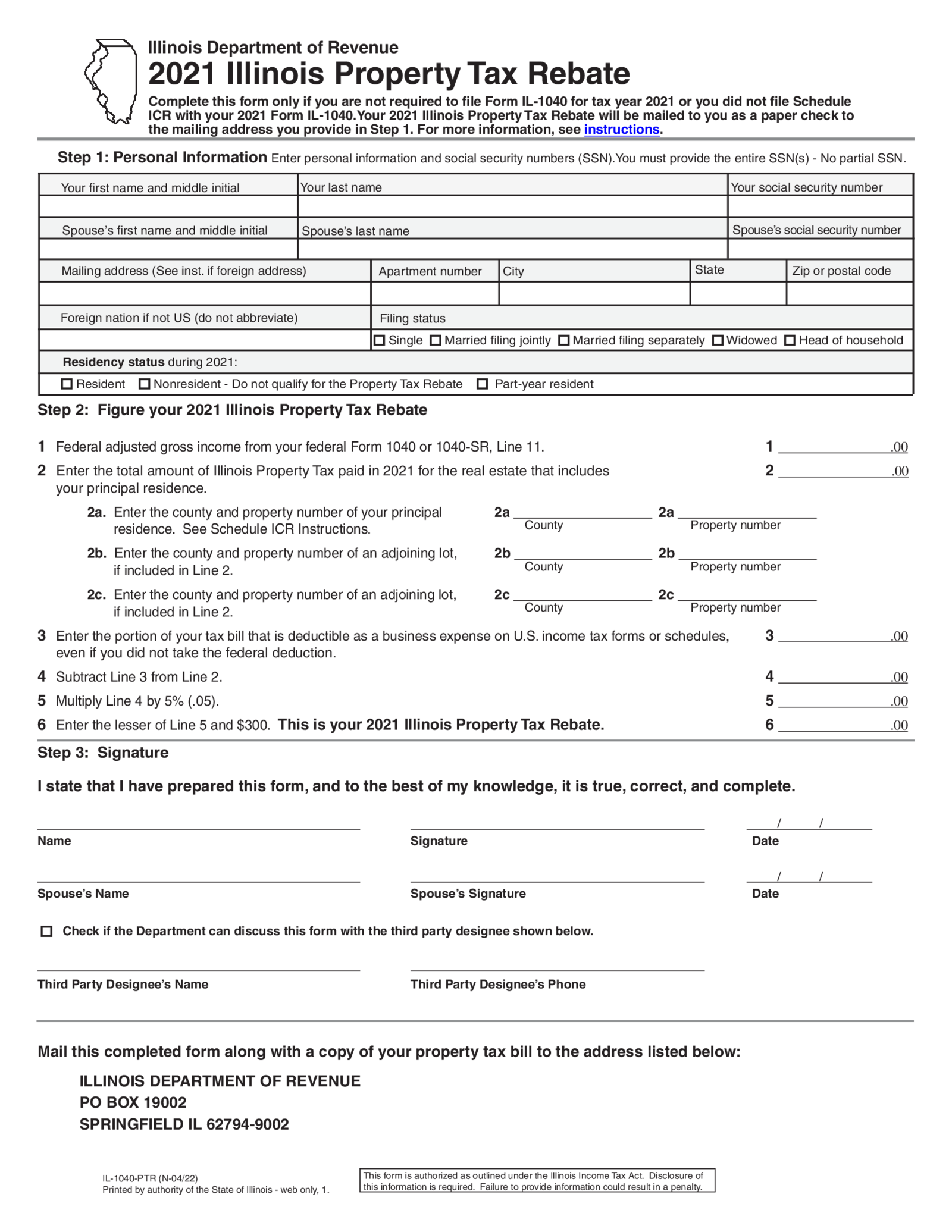 Form IL-1040-PTR - Thumbnail