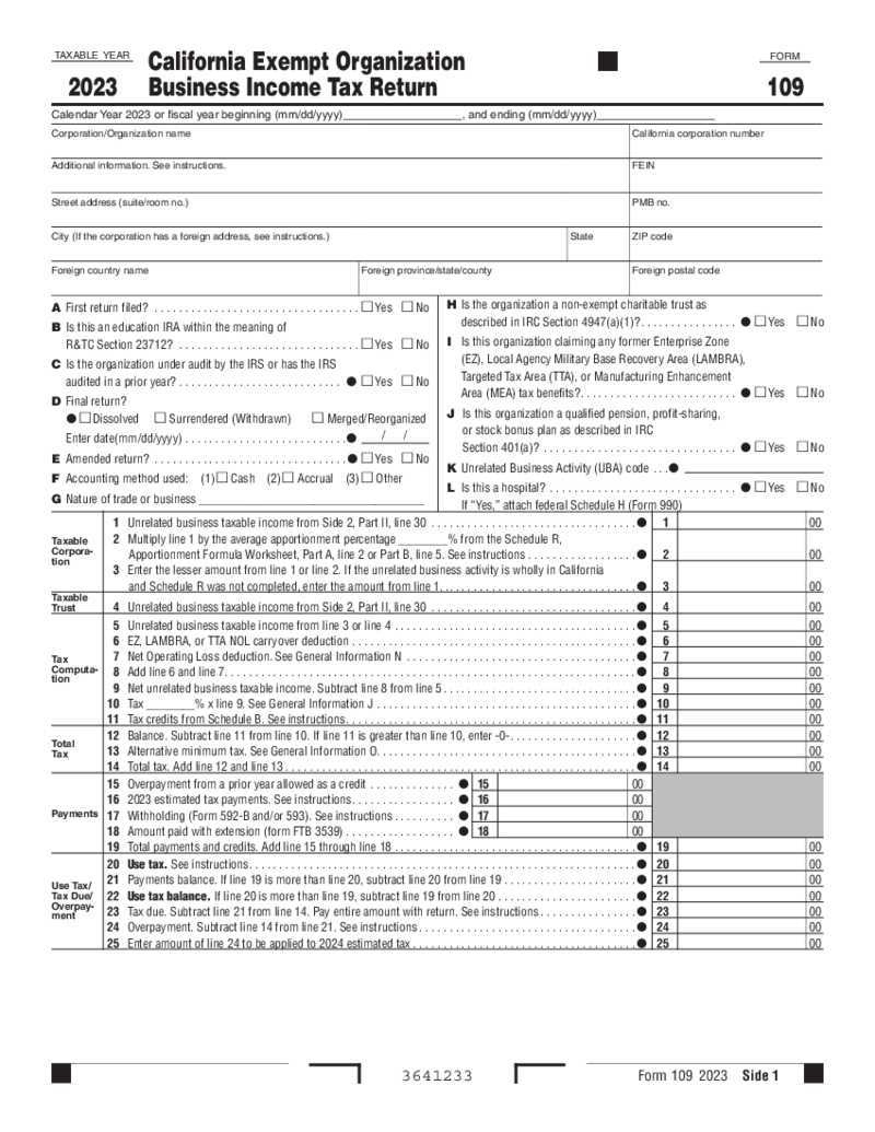 CA Form 109