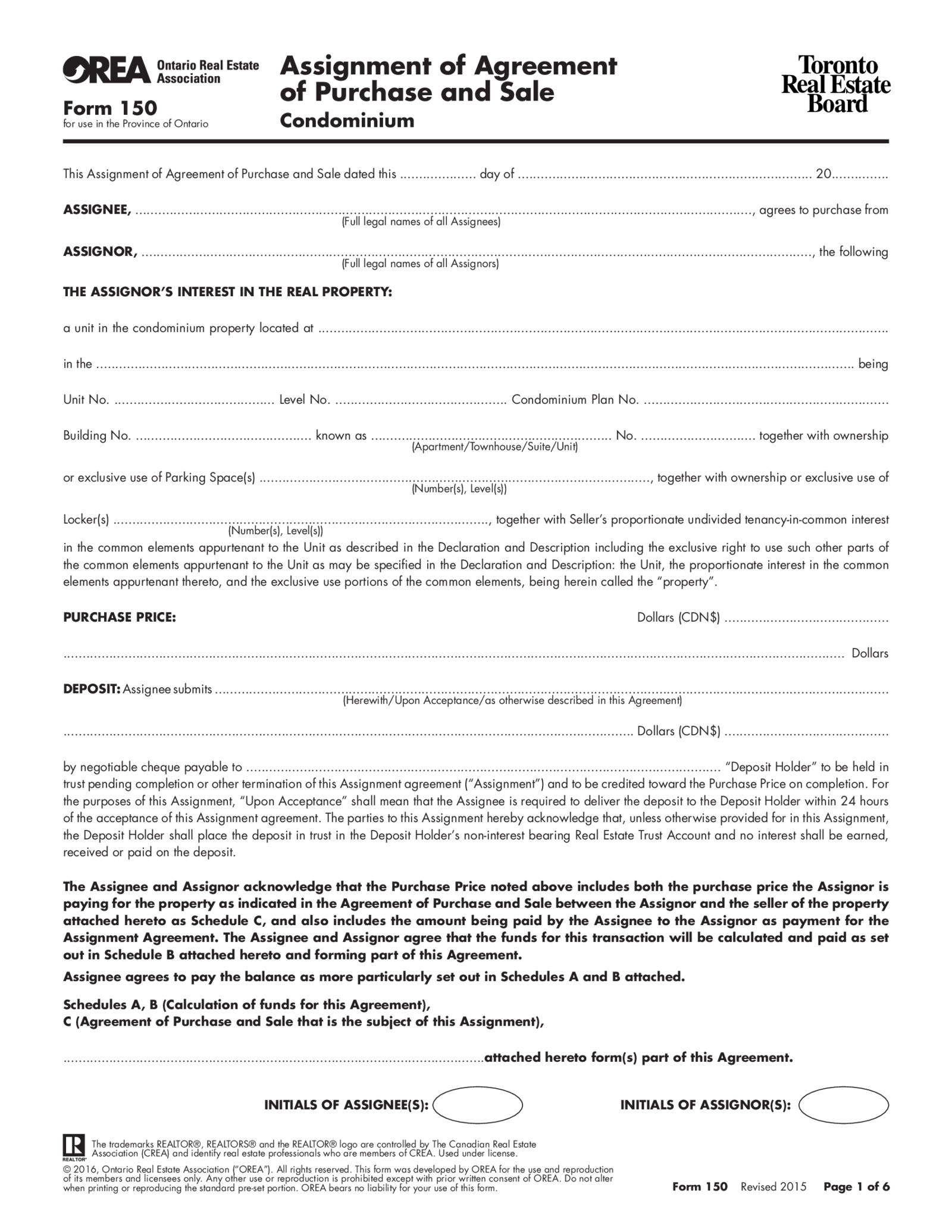 OREA Form 150 - Thumbnail