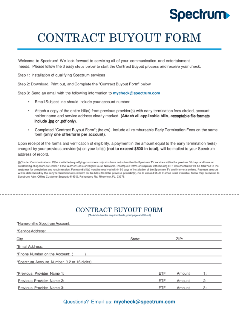 Contract Buyout Form, Spectrum