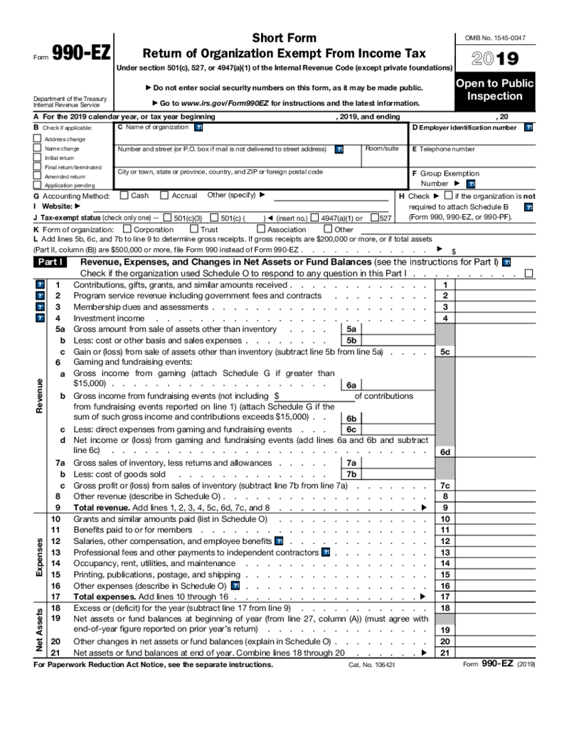 Form 990-EZ (2019)