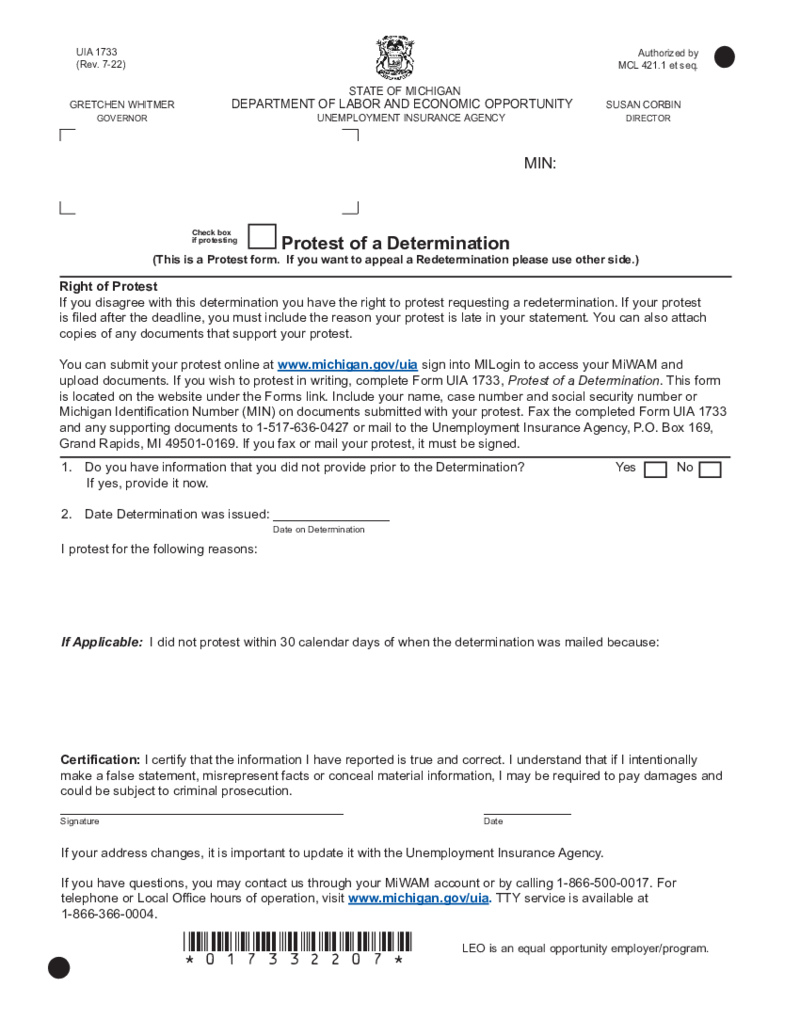 Form UIA 1733