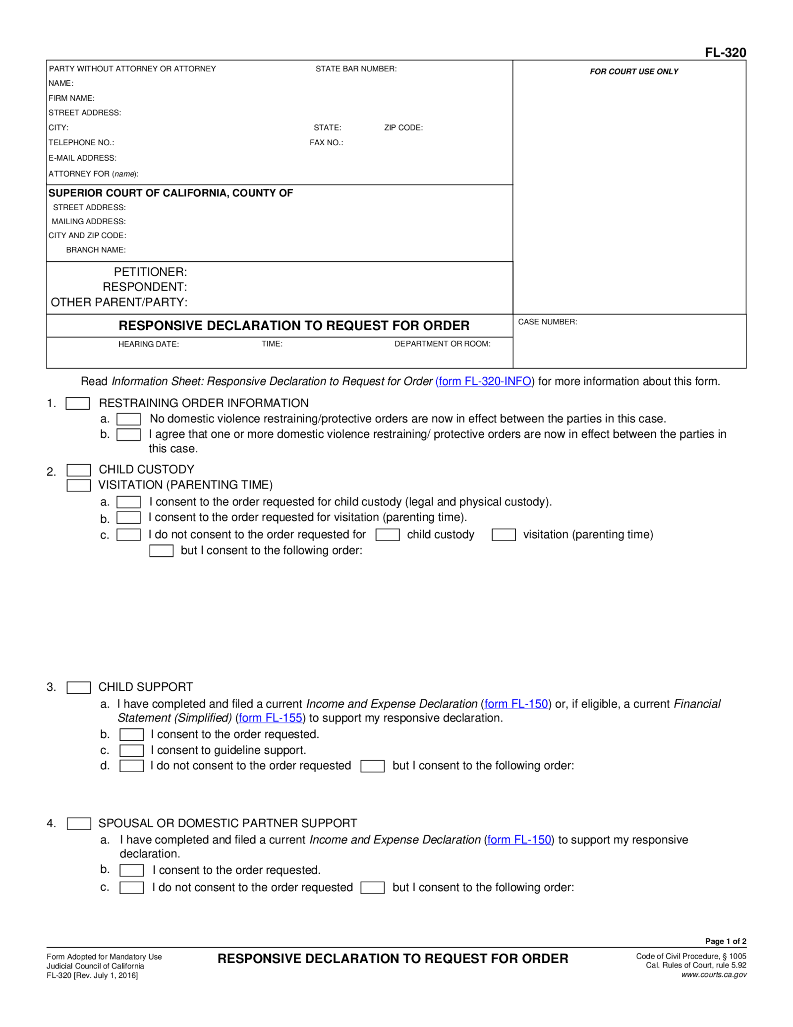 Form FL-320 - Thumbnail