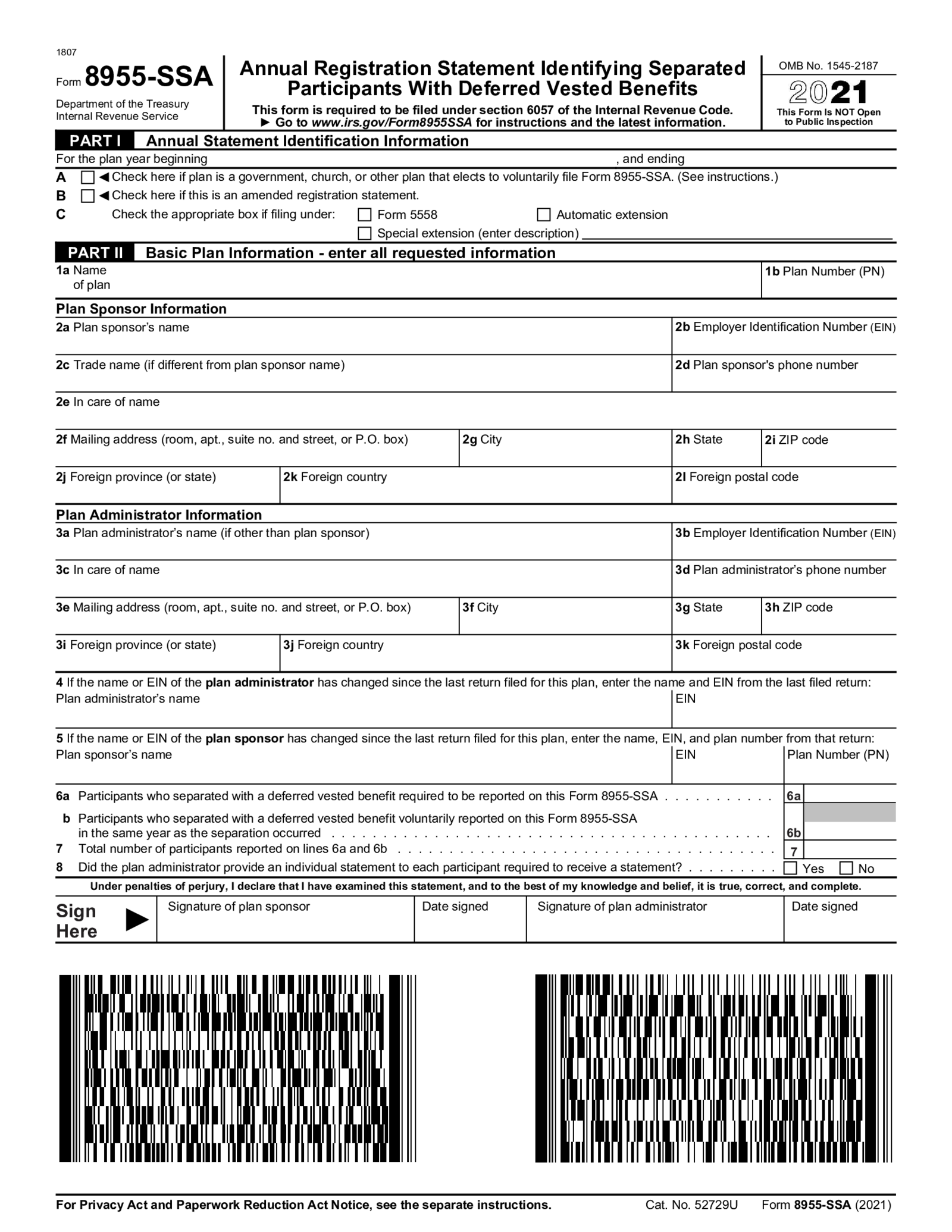 Fillable Form 8955-SSA (2021) - Thumbnail