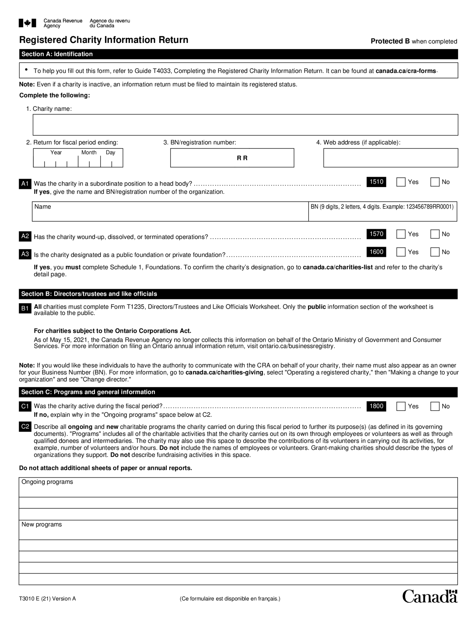 T3010 Registered Charity Information Return - Thumbnail