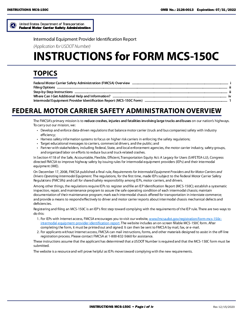 Form MCS-150C 