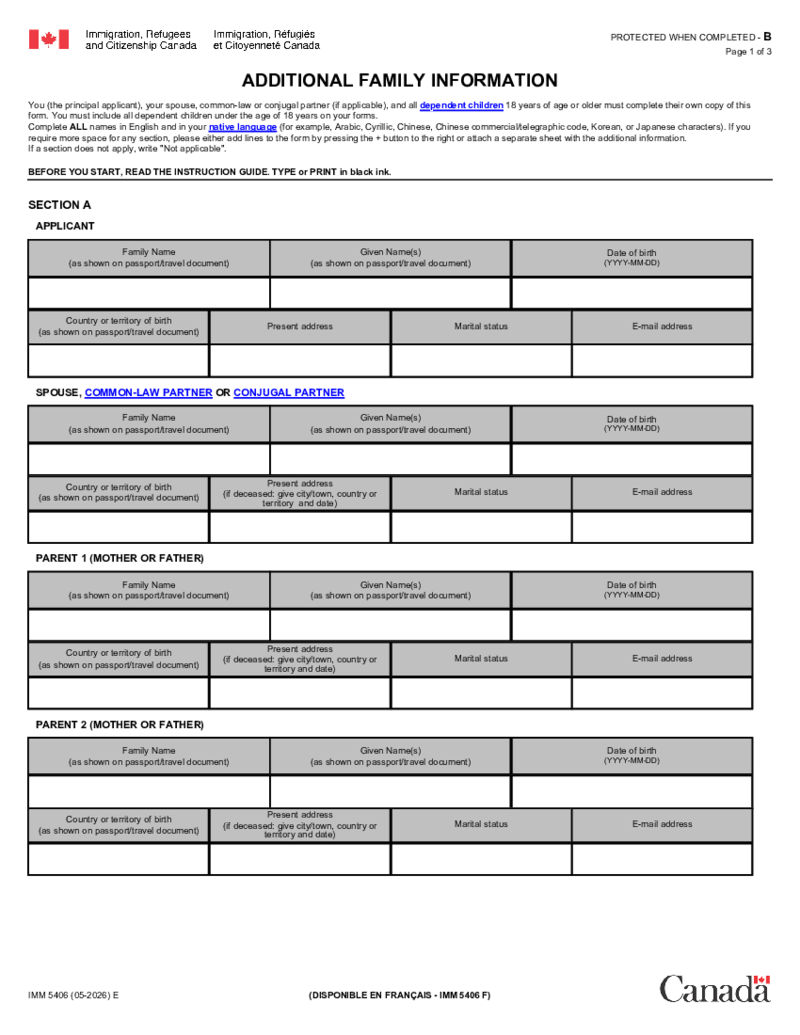 IMM 5406 Form