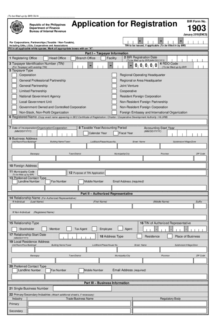 BIR Form 1903