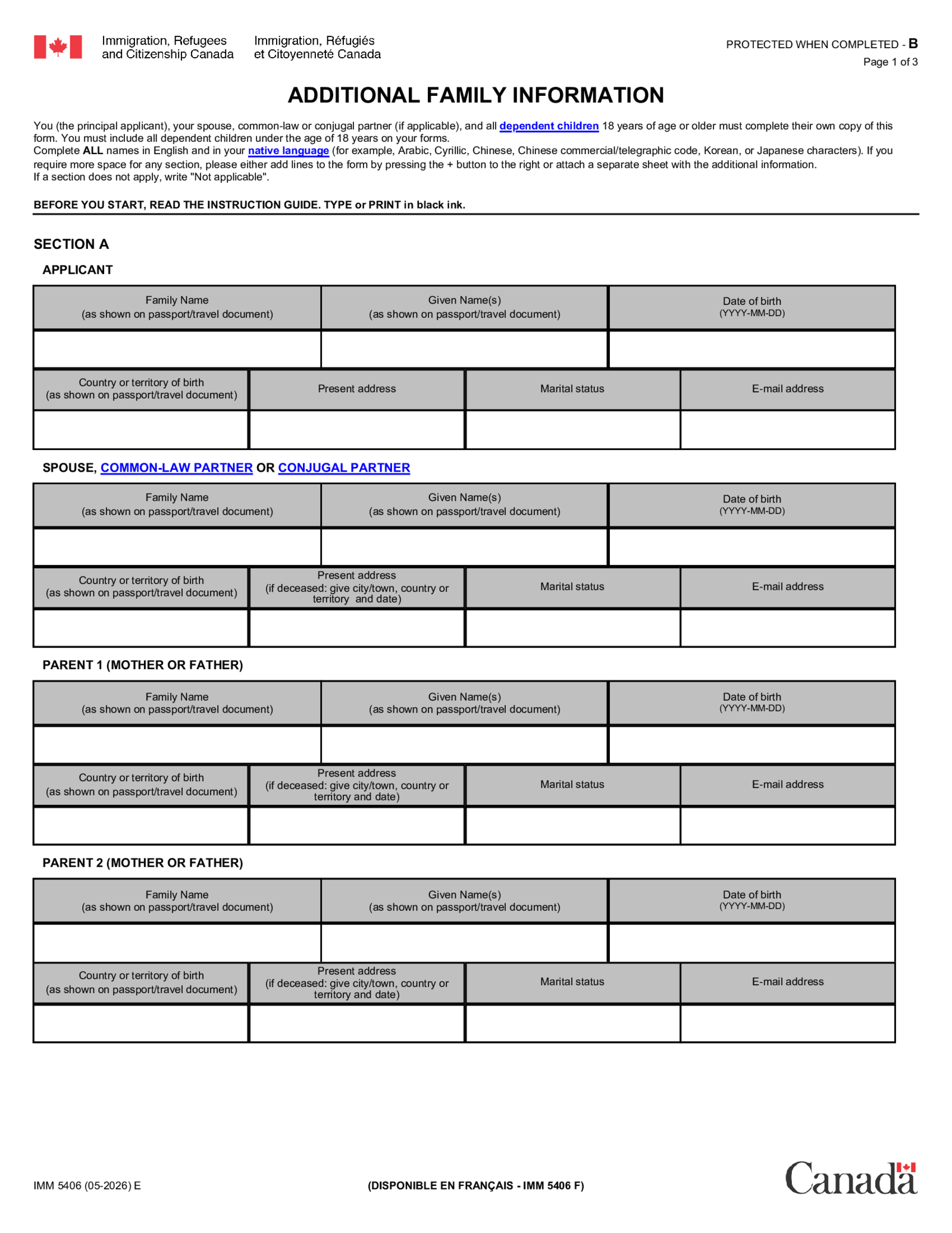 IMM 5406 Form - Thumbnail
