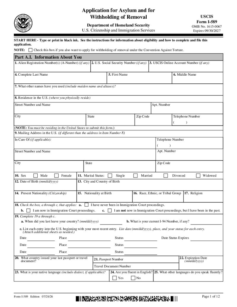 Form I-589