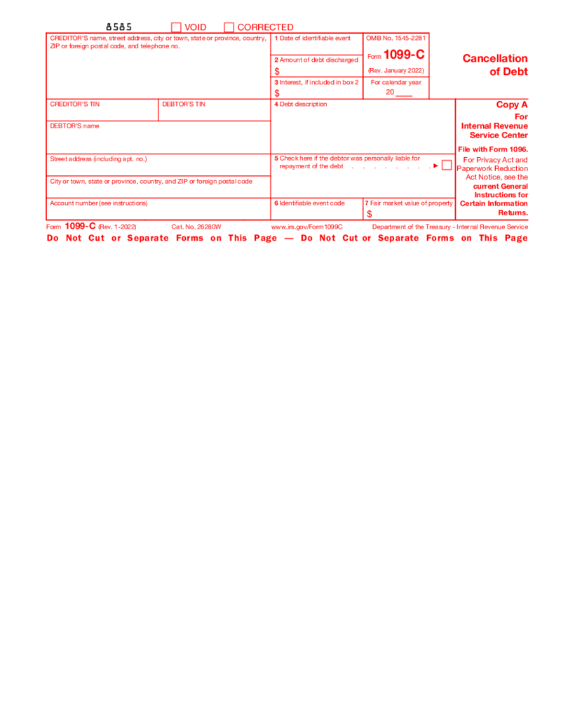 Form 1099-C (2022-2023)