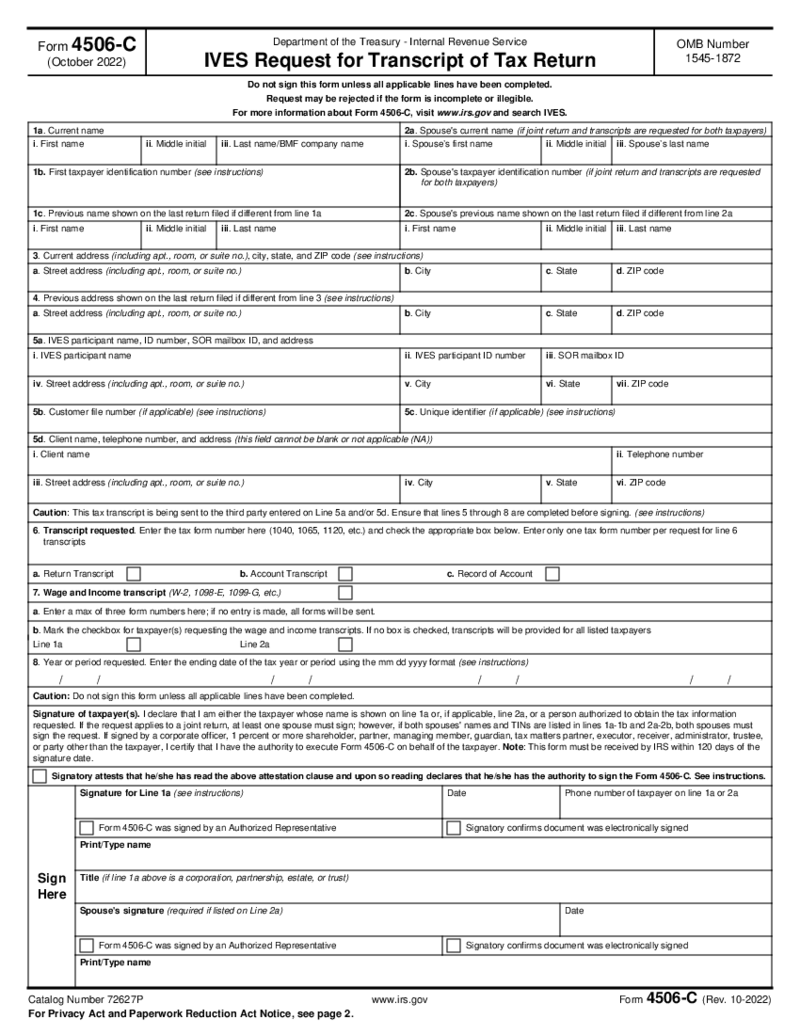 Form 4506-C (2022-2024)