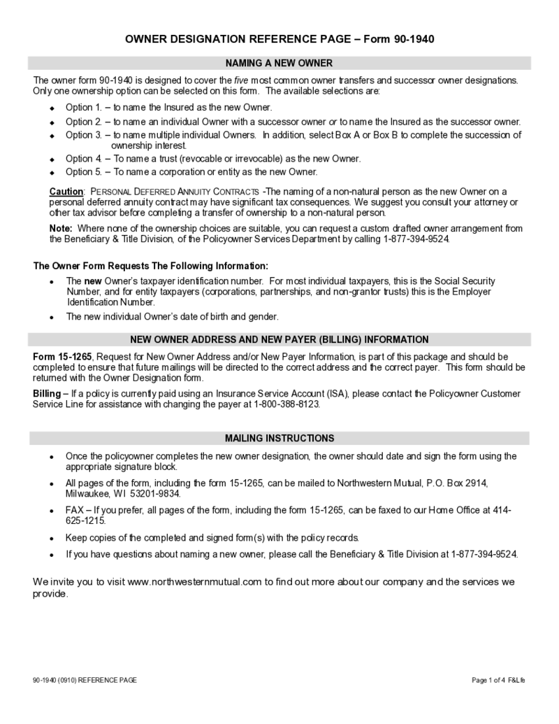 Northwestern Mutual Beneficiary Change Form 2010-2021