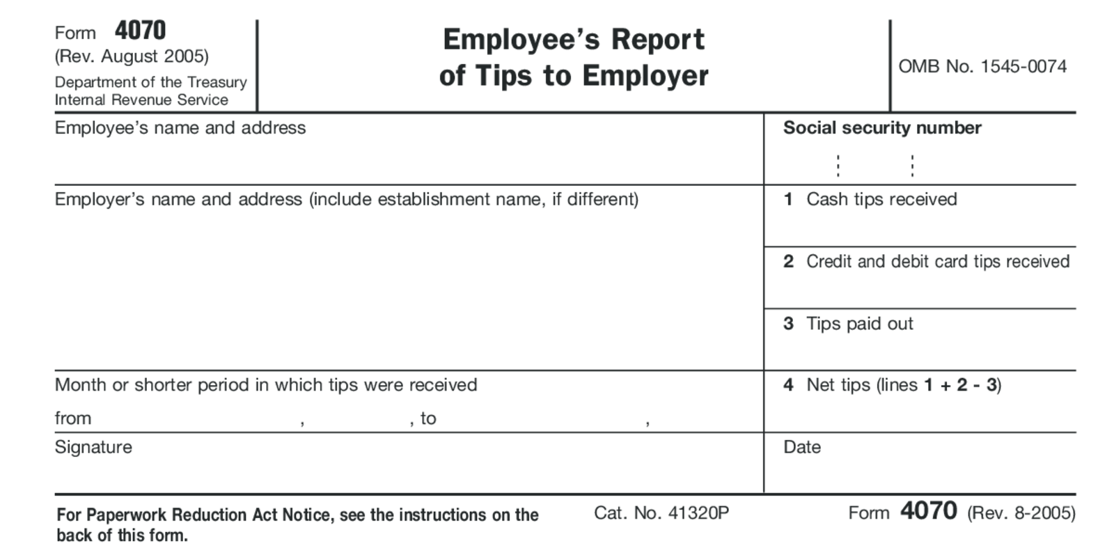 Form 4070 - Thumbnail