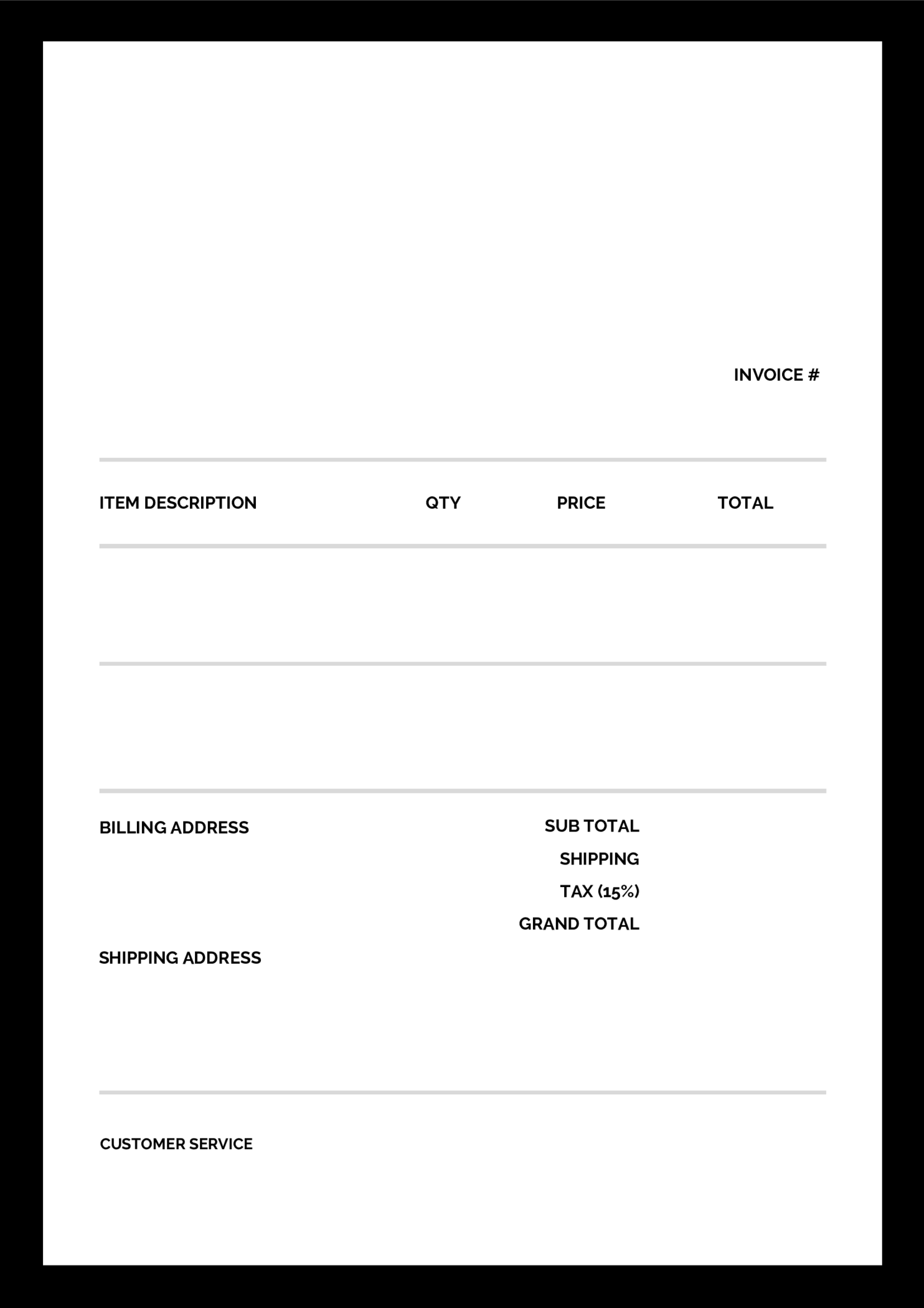 Black and White Invoice - Thumbnail