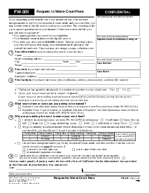 Fillable Form FW-001 Request to Waive Court Fees - Thumbnail