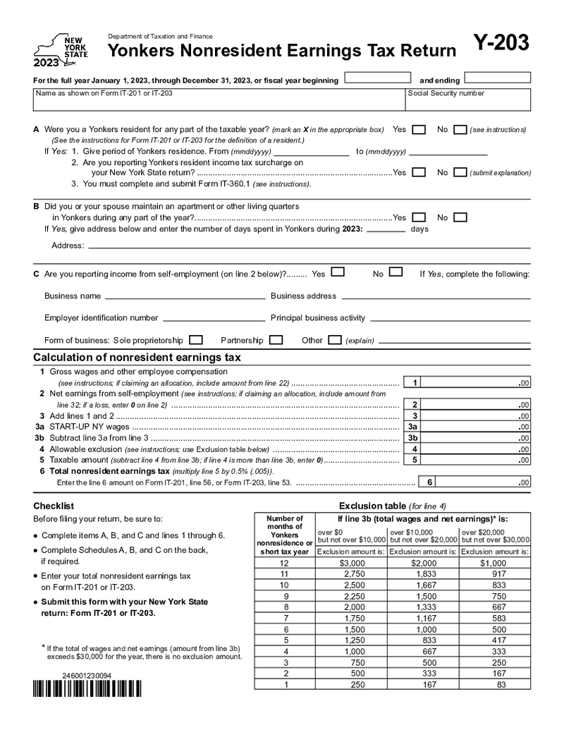 New York Form Y-203
