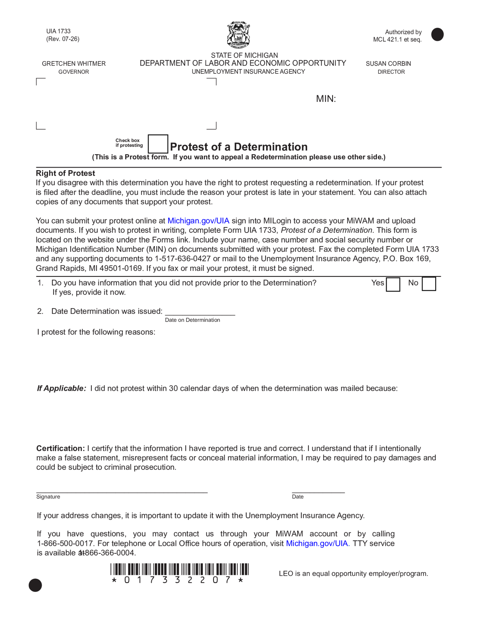 Form UIA 1733 - Thumbnail