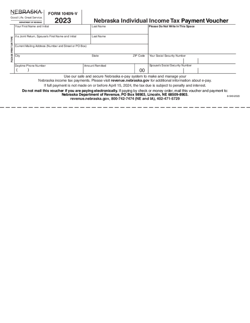 Nebraska Form 1040N-V