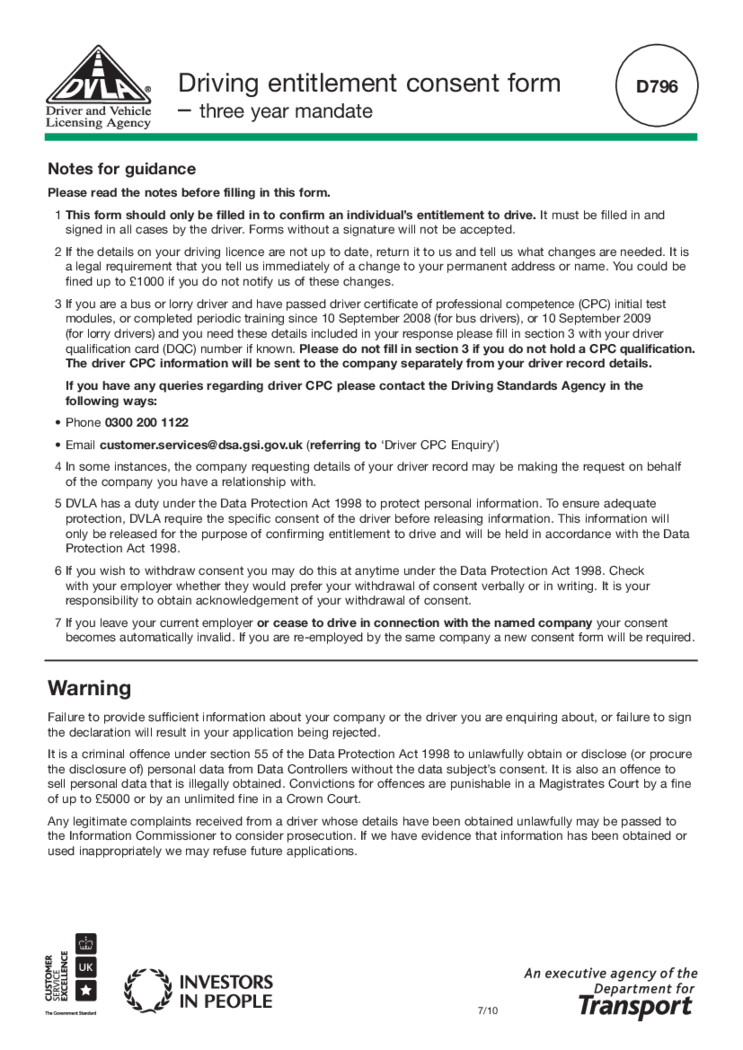 DVLA D796 Form