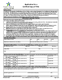 Fillable Application for Certified Copy of Title - Form VTR-34 - Thumbnail