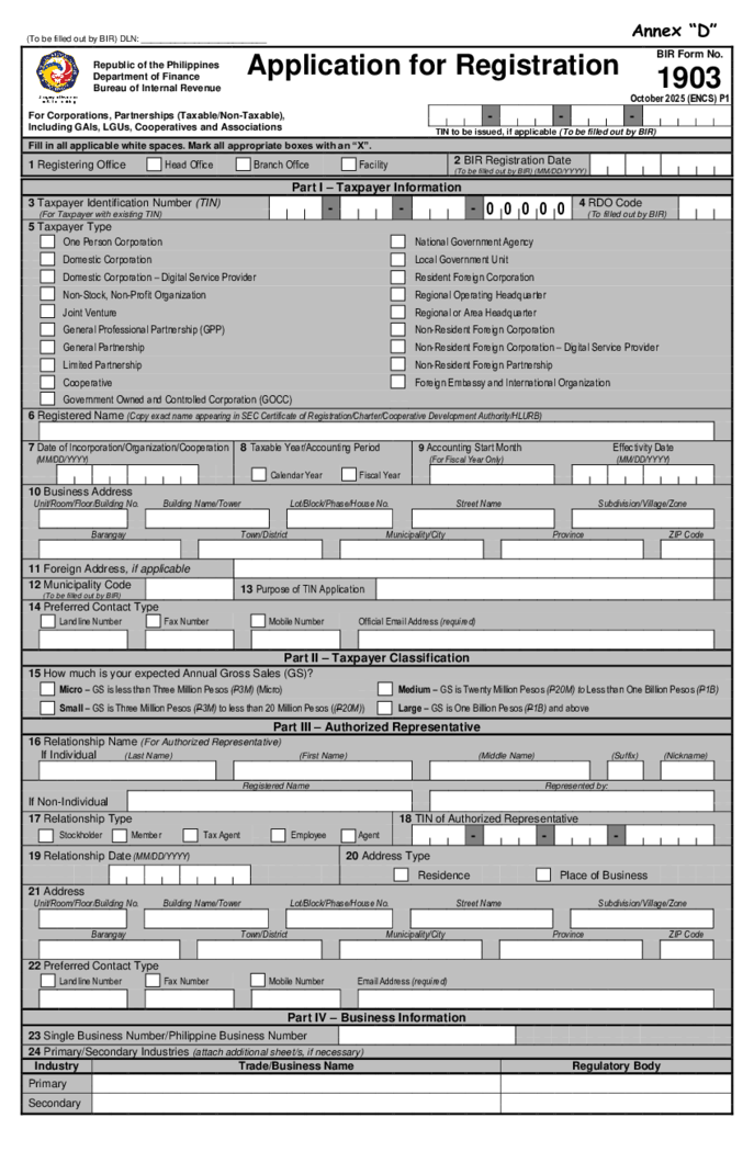 BIR Form 1903