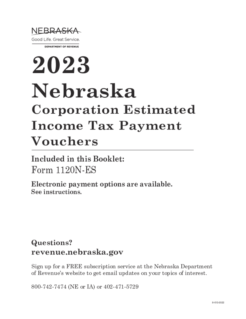 Nebraska Corporation Estimated Income Tax Payment Vouchers - Form 1120N-ES