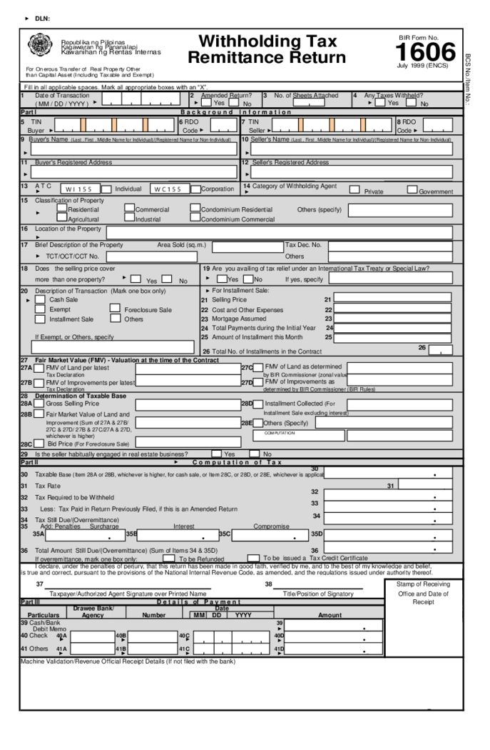 BIR Form 1606