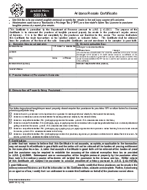 Fillable Form 5000A - Arizona Resale Certificate - Thumbnail