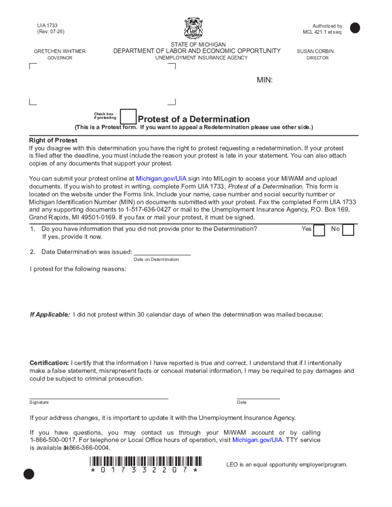 Form UIA 1733