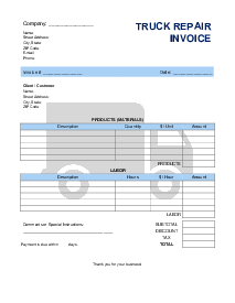  Truck Repair Invoice Template - Thumbnail