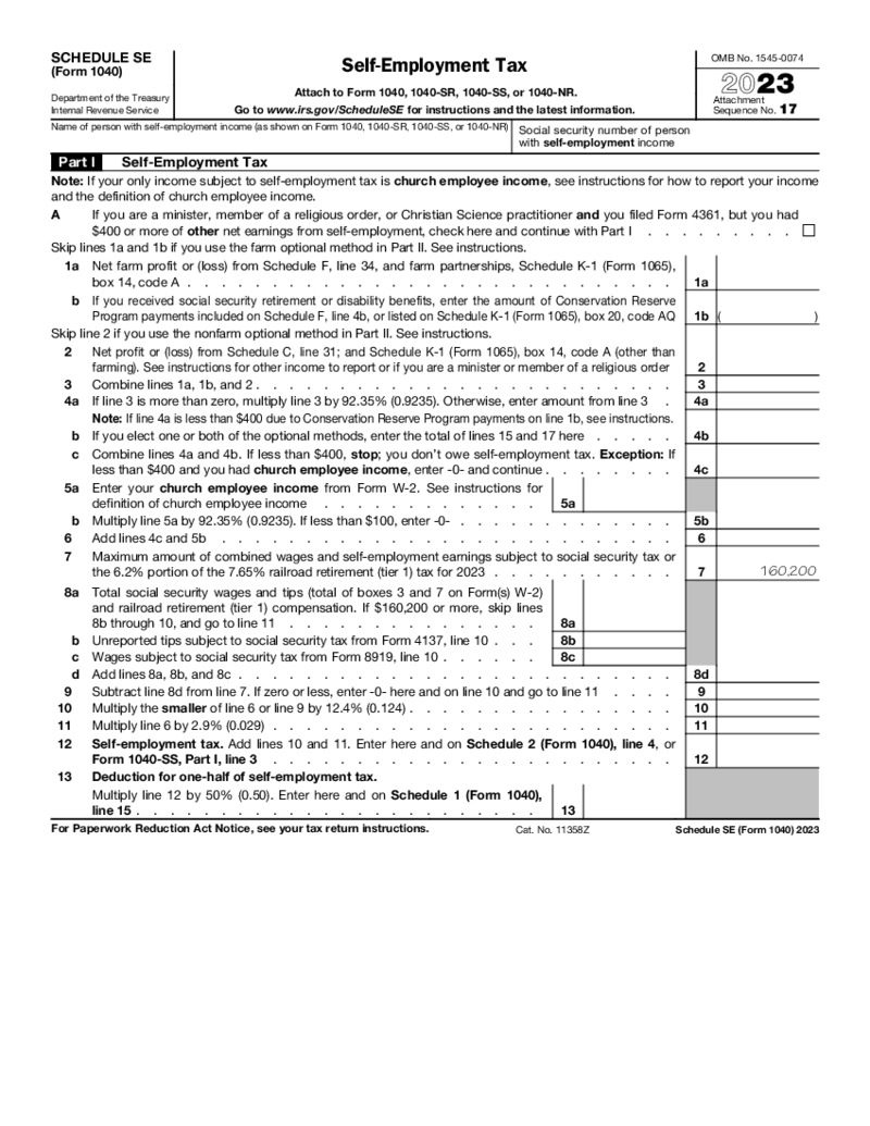 Form 1040 (Schedule SE) (2023)
