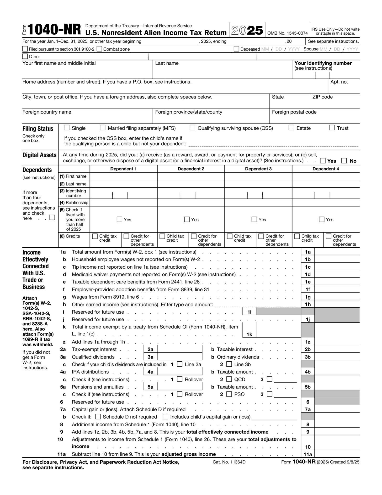 Form 1040-NR (2025) - Thumbnail