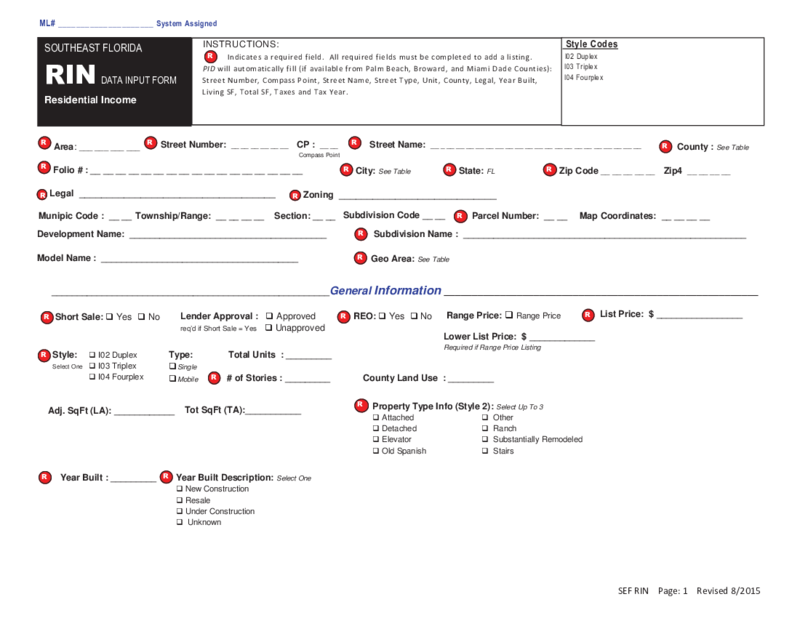 SEF RIN Matrix