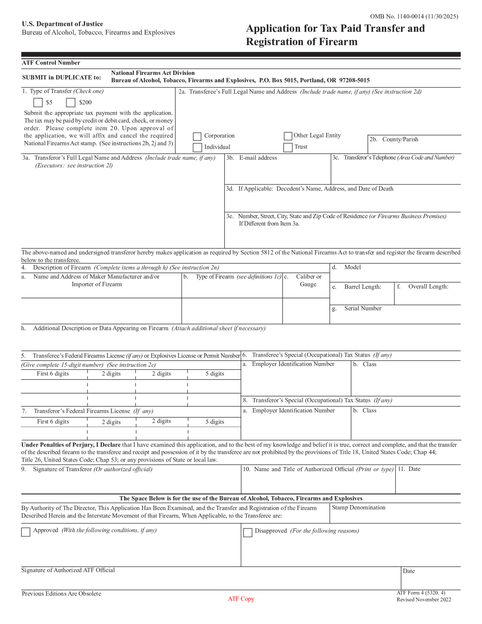 ATF Form 4 - Thumbnail