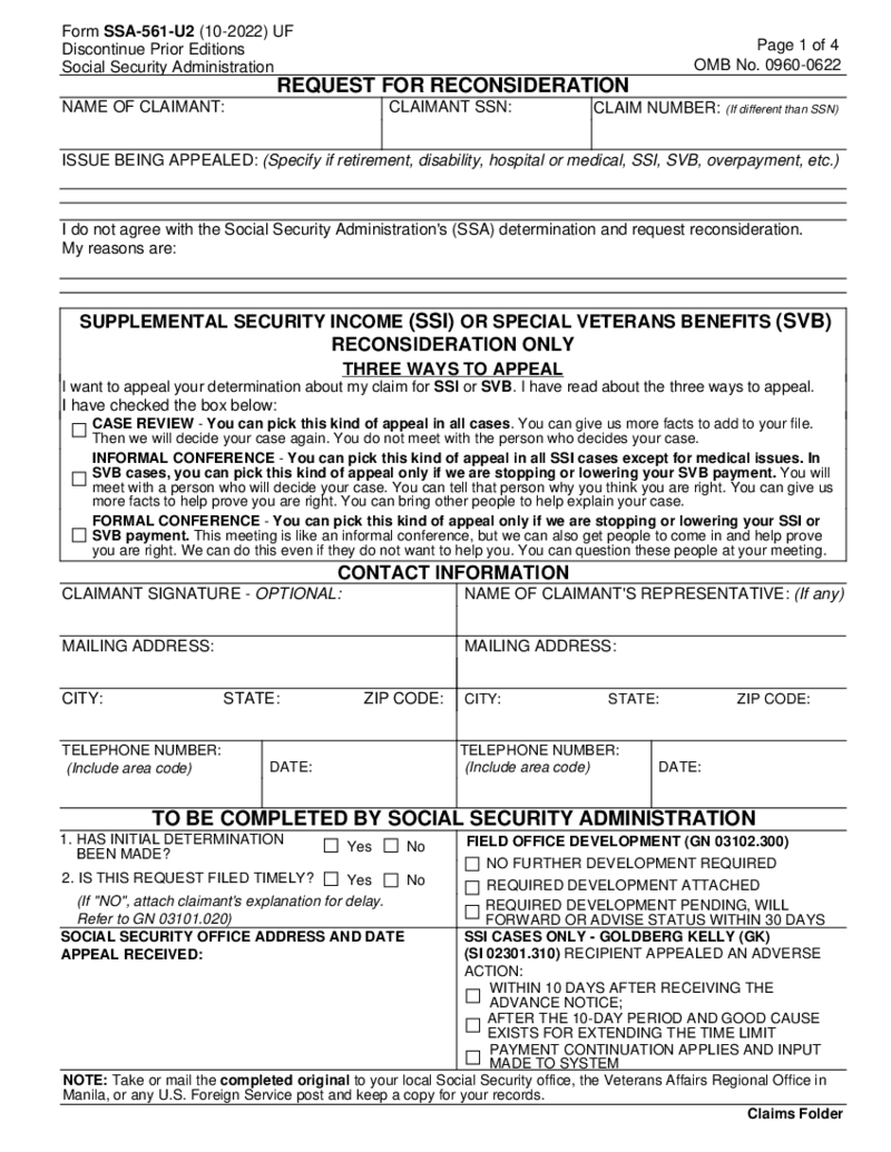 Form SSA-561-U2