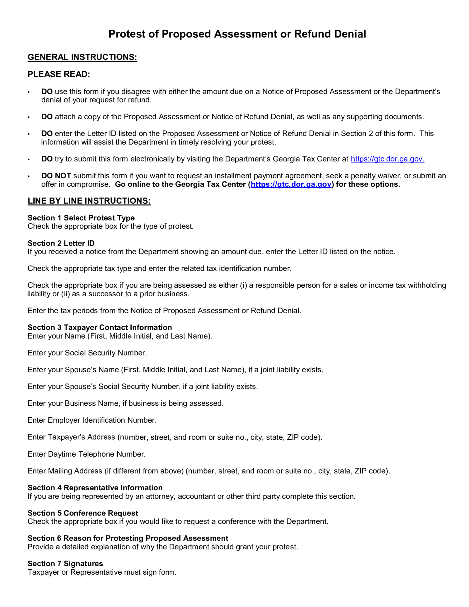 Form TSD-1, Georgia Department of Revenue - Thumbnail