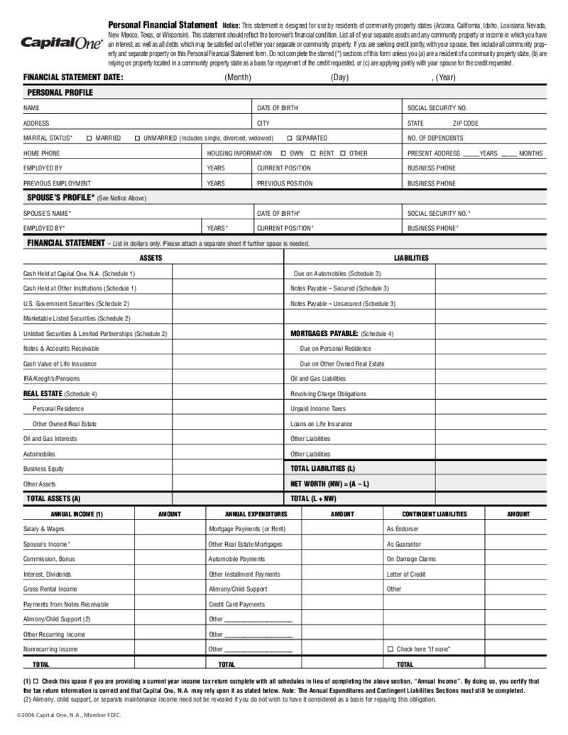 Capital One Financial Statement