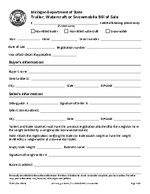 Picture of Michigan Bill of Sale Form - TR-207