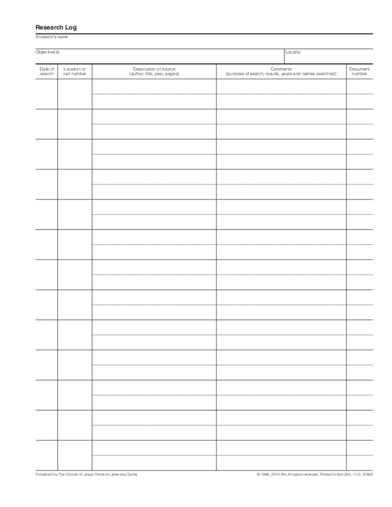 Research Log Template