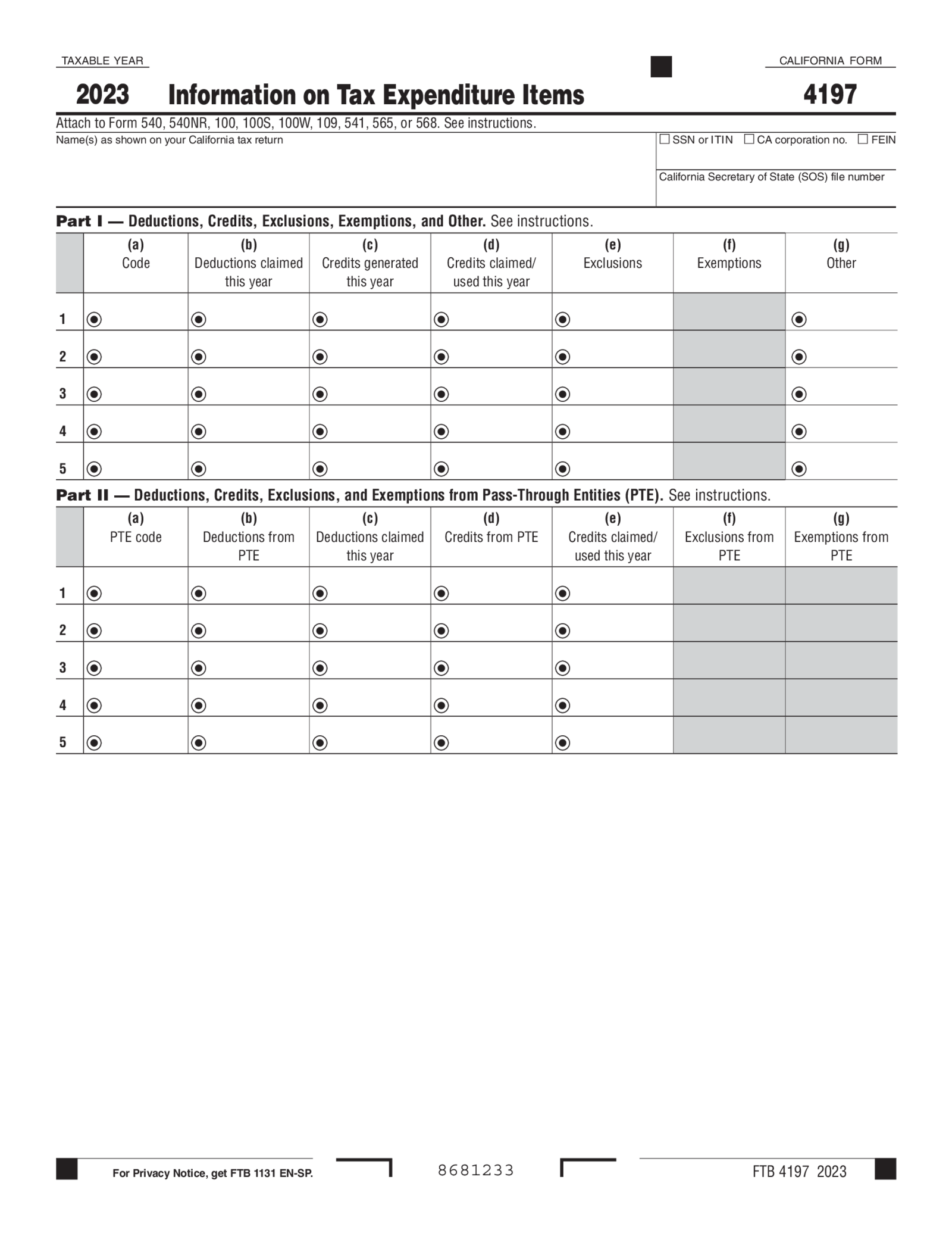 California Form 4197 - Thumbnail