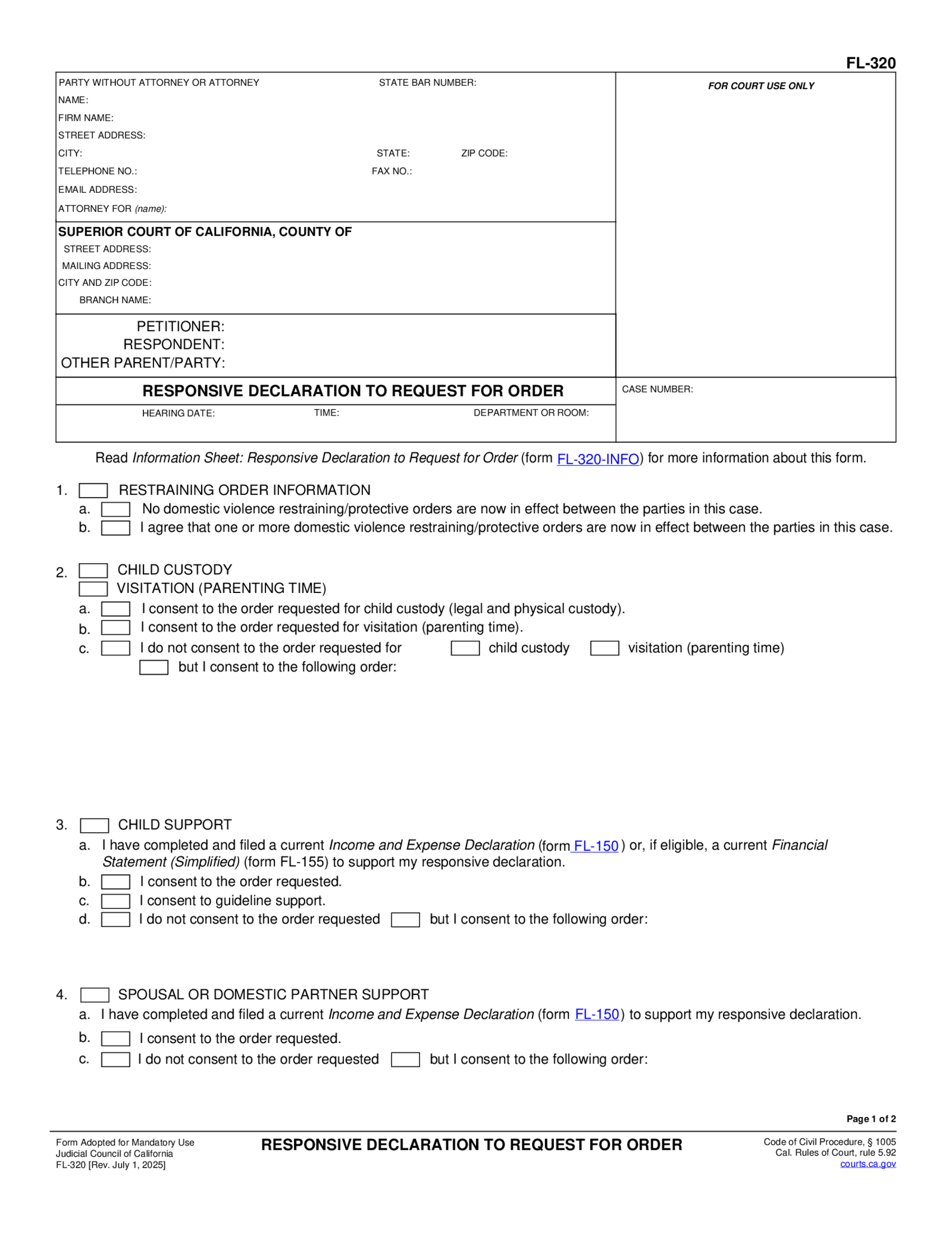Form FL-320 - Thumbnail