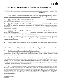 Michigan Lease to Own Agreement - Thumbnail