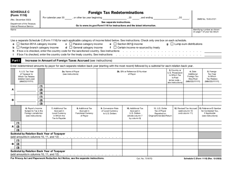 Form 1116 (Schedule C)